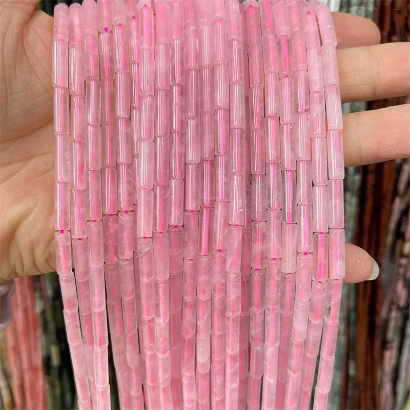 4*13mm Natural Stone Agate Jasper Turquoise Tube Shaped Beads Loose Cylindrical Bead for Jewelry Making DIY Bracelet Accessory