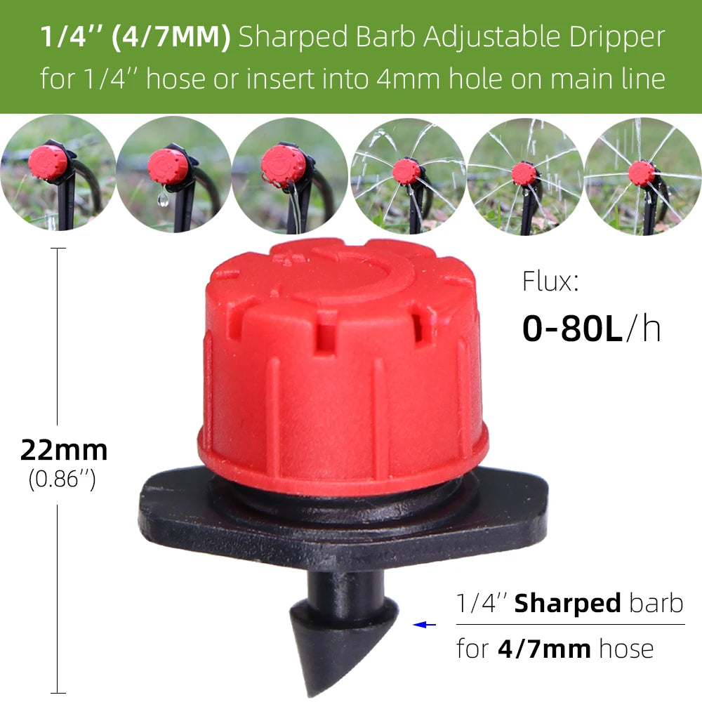 MUCIAKIE 30-1000pcs Adjustable Irrigation Misting Micro Flow Dripper Drip Head 1/4'' Hose Garden Sprinklers Garden Watering Tool