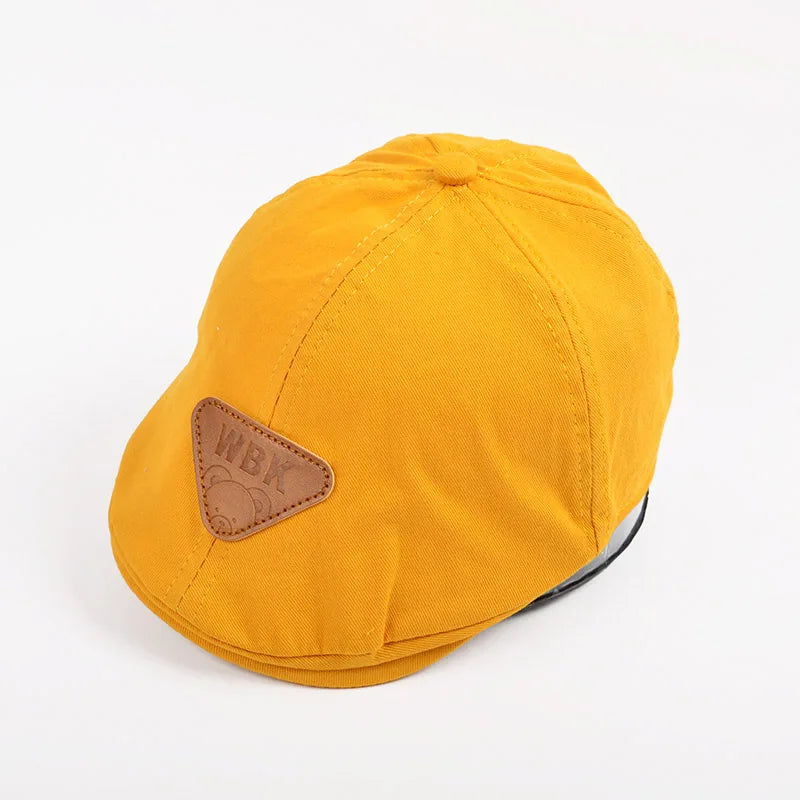 Cute Kids Striped Beret Boys Girls Solid Baseball Cap Cotton Beret Hat Children Peaked Caps
