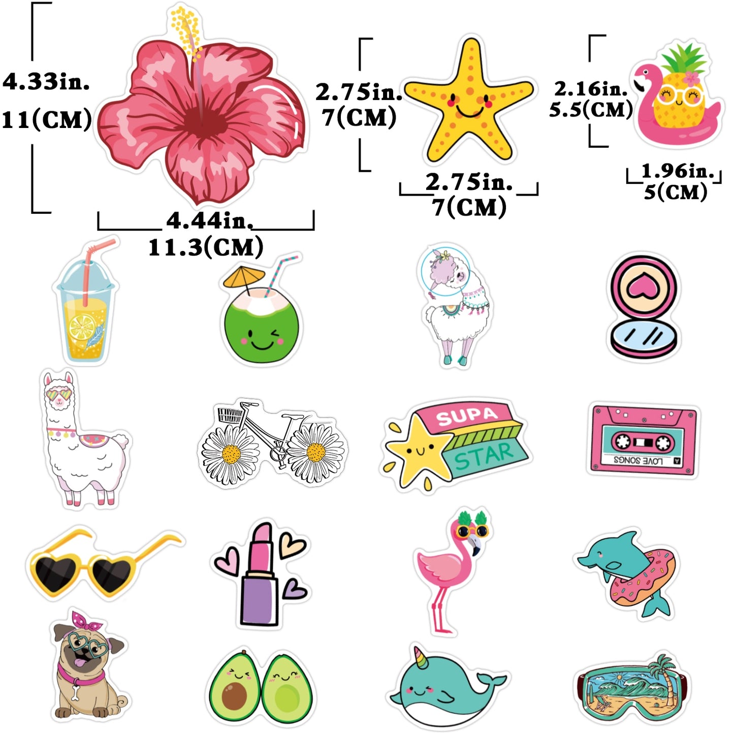 Anime Stickers for Unicorn Cartoon Animals Dogs Cats Graffiti Sticker on Skateboard Laptop Bike Car Guitar Phone Decals Pack