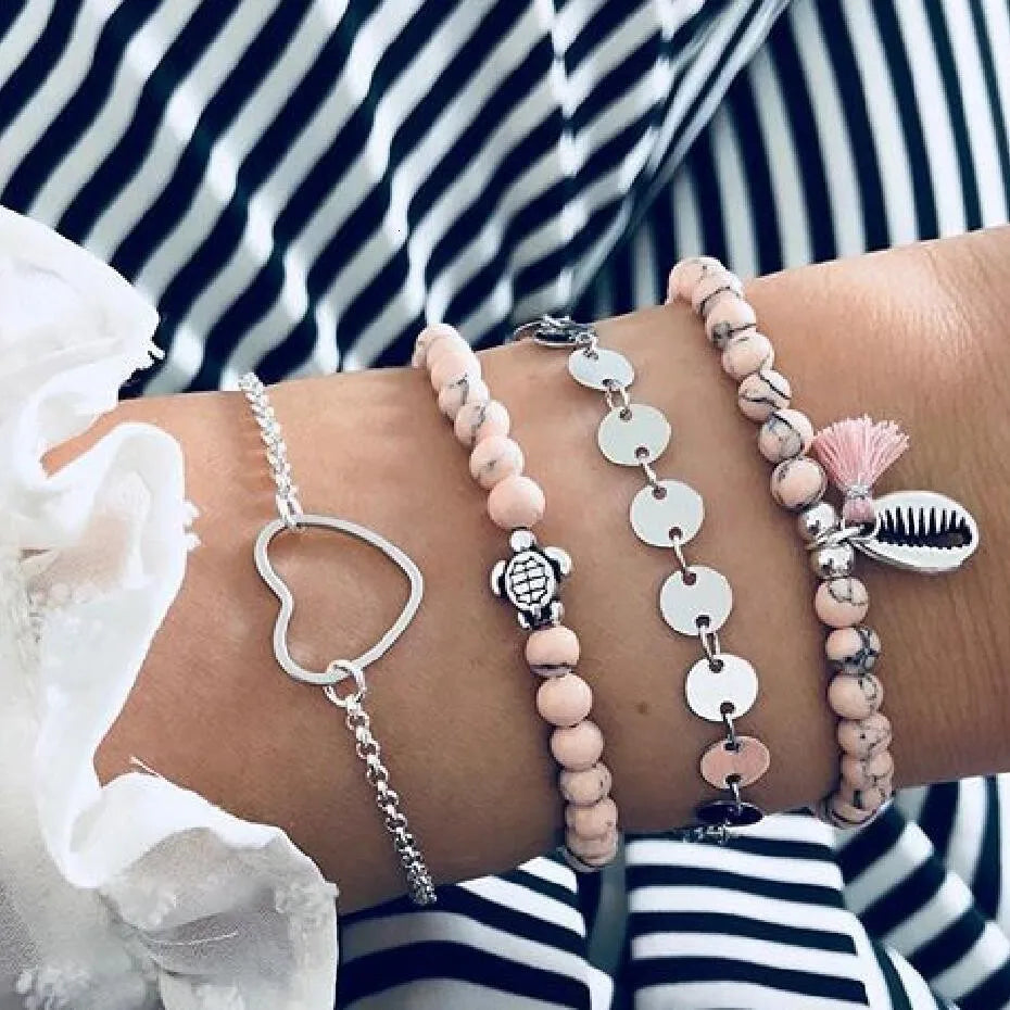 Boho Rope Bracelets & Bangles for Women Bohemian Beaded Charm Bracelet Femme Se Multilayer Jewelry Accessories Bijoux