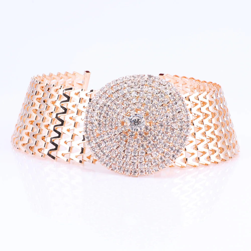 Crystal Bridal Jewelry Sets Gold Color Rhinestone Necklace Wedding Engagement Jewelry Sets for Women