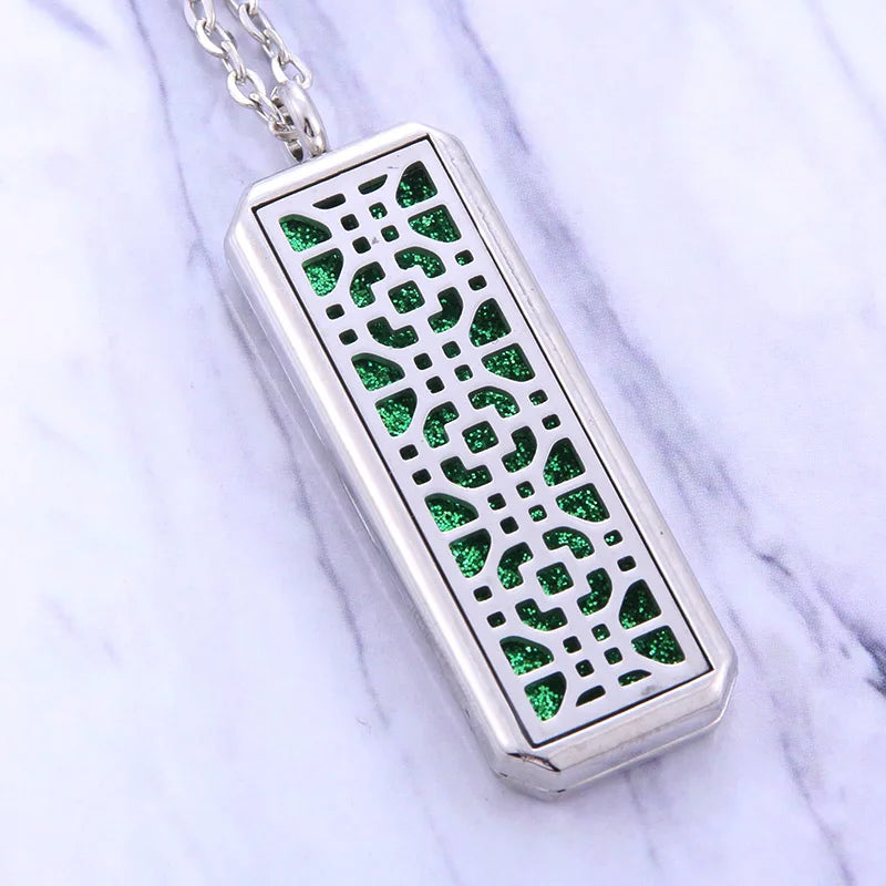 Square Stainless Steel Magnetic Aromatherapy Diffuser Necklace Jewelry Perfume Locket Pendant Essential Oil Locket Necklace