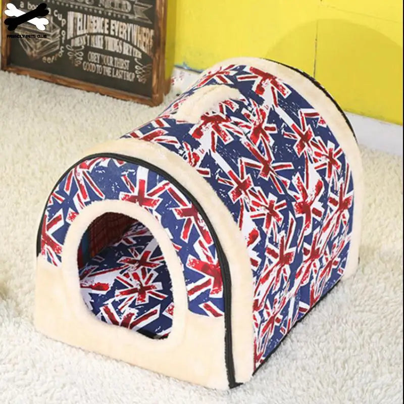 Large Pet Dog Bed Cat House Cave Comfortable Print Stars Kennel Mat for Pet Puppy Winter Summer Foldable Cat Bed Pet Supply