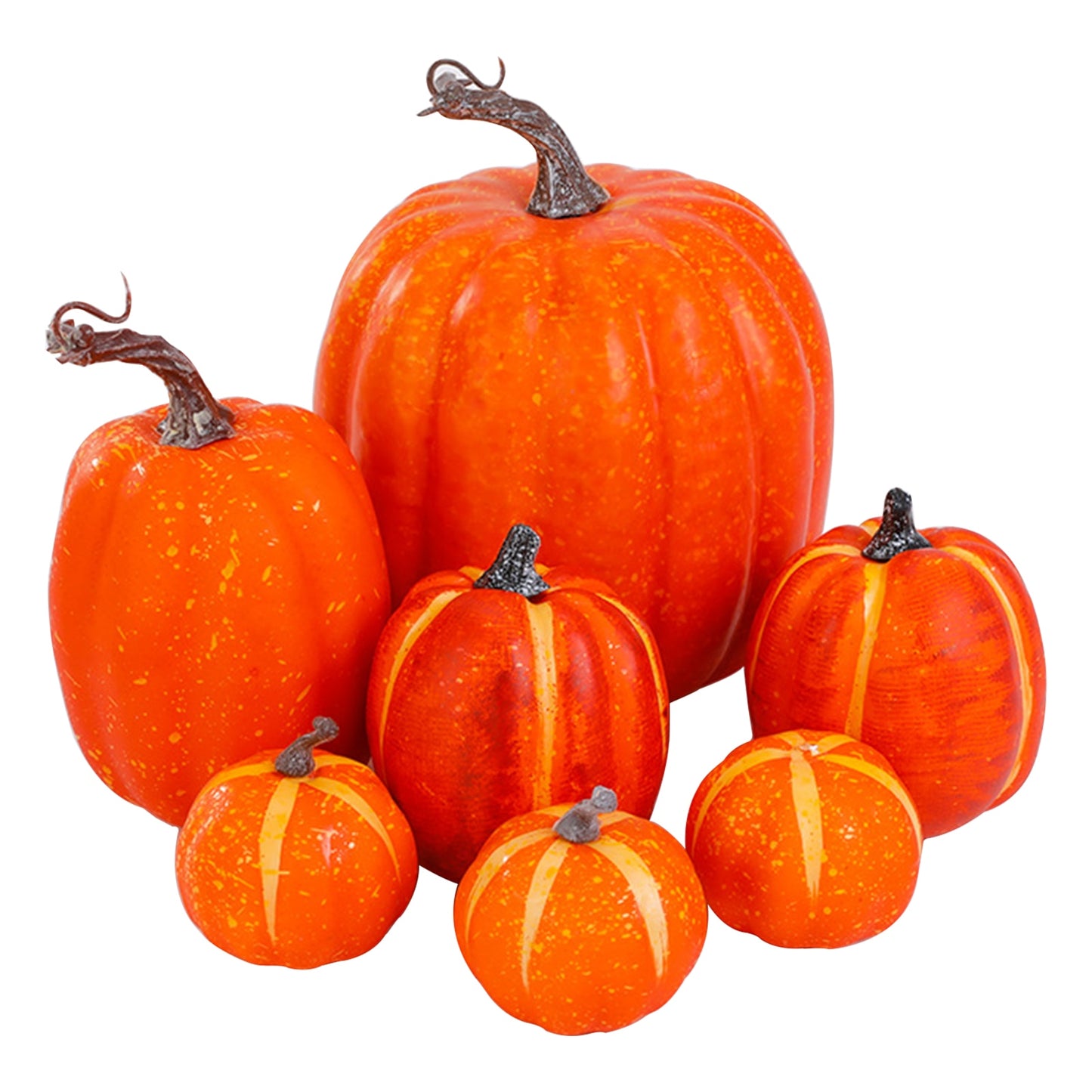 7pcs Artificial Pumpkin Mold White Yellow Halloween Thanksgiving Autumn Harvest Pumpkin Props for Home Halloween Decoration