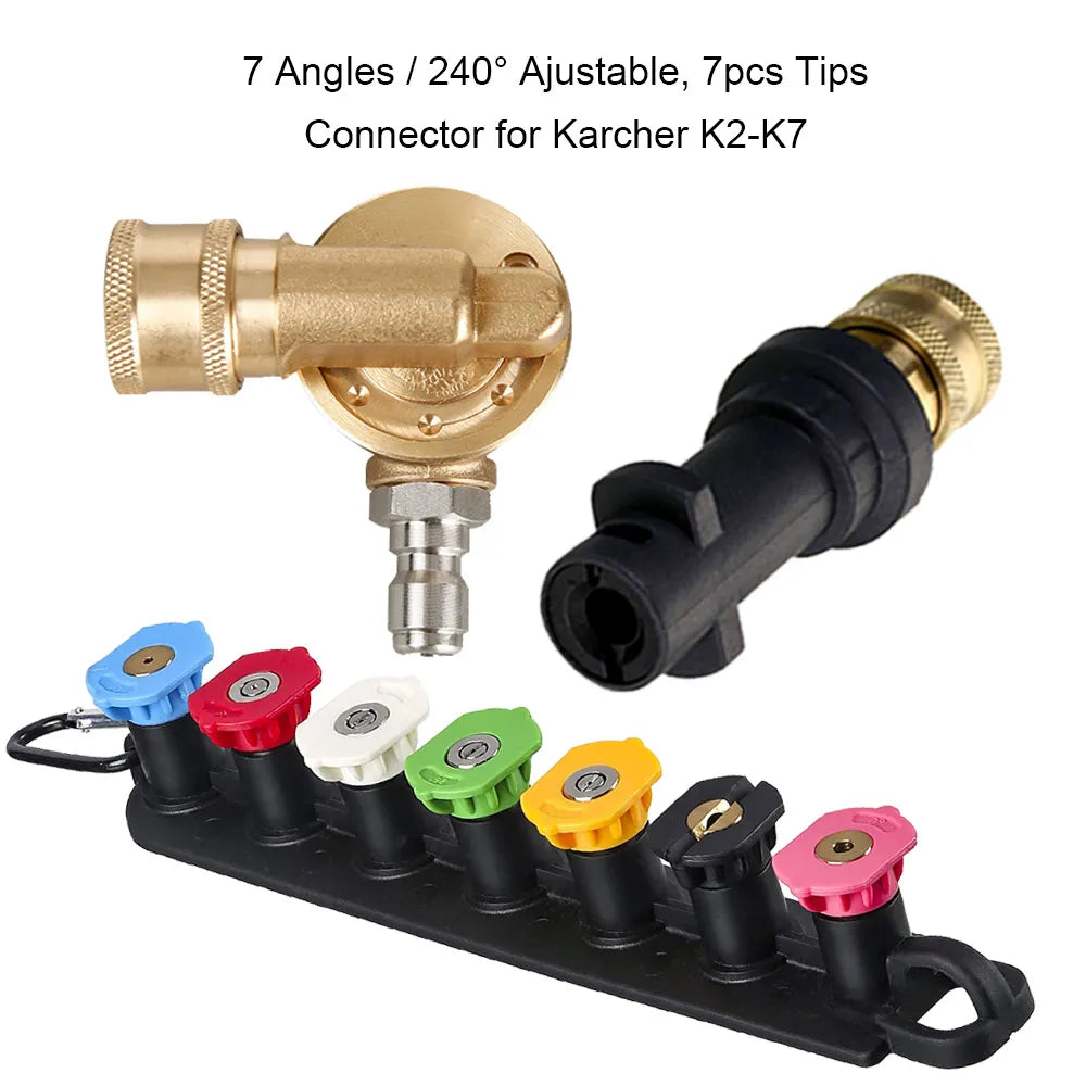 Pressure Washer Gun Adapter for Karcher K Series to 1/4'' Inch Quick Connect Fitting With Power Washer Spray Nozzle Tips
