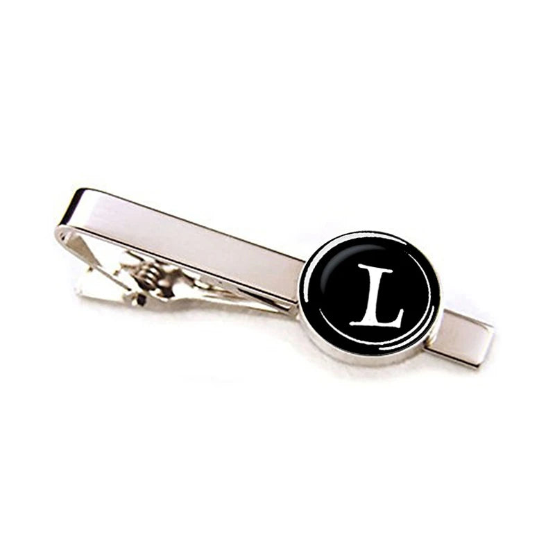 Men 26 Alphabet Letters Tie Clips Personality Name Letters Jewelry Men Necktie Clip Pin Suit Accessories