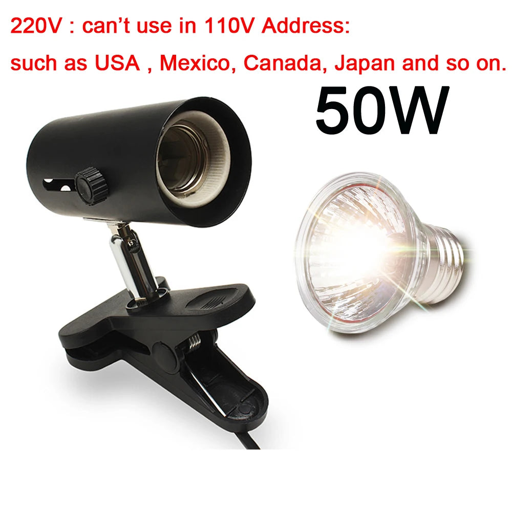 UVA+UVB 3.0 Reptile Lamp Kit With Clip-On Ceramic Light Holder Turtle Basking UV Heating Lamp Set Tortoises Lizard Lighting 220V