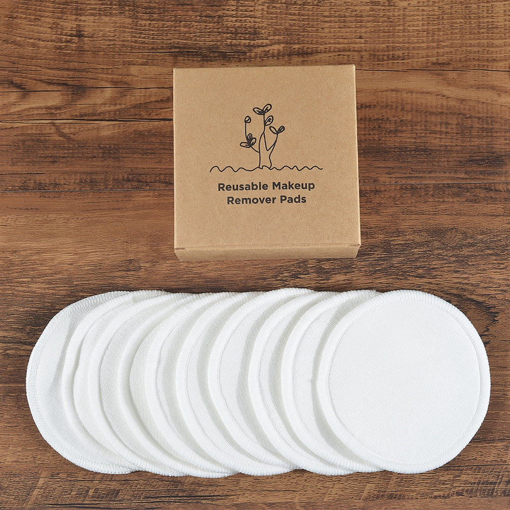 Cotton Demaquillant 10Pcs Bamboo Makeup Remover Reusable Cotton Pads Washable Rounds Clean Facial Cotton Reusable Makeup Tools