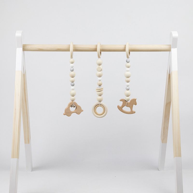 3 Pcs/Set Nordic Baby Gym Frame Game Pendants Sensory Nursery Ring-Pull Toy Wooden Clothes Rack Kids Room Decoration