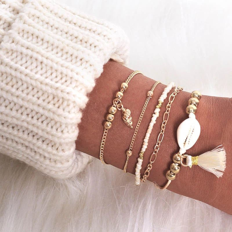 Boho Rope Bracelets & Bangles for Women Bohemian Beaded Charm Bracelet Femme Se Multilayer Jewelry Accessories Bijoux