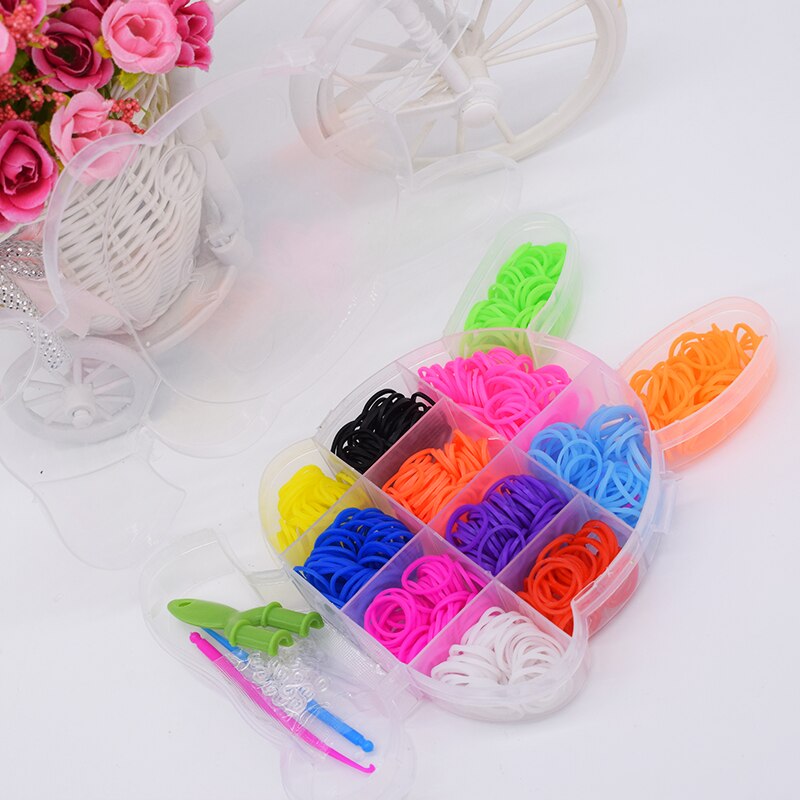 Loom Bands Toys for Children Lacing Toy Elastic Rubber Band for Weaving Bracelets Rabbit Diy Set Needlework Fine Motor Skills