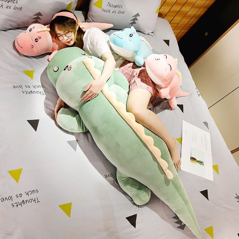 New Big Size Long Lovely Dinosaur Plush Toy Soft Cartoon Animal Dinosaur Stuffed Doll Boyfriend Pillow Kids Girl Birthday