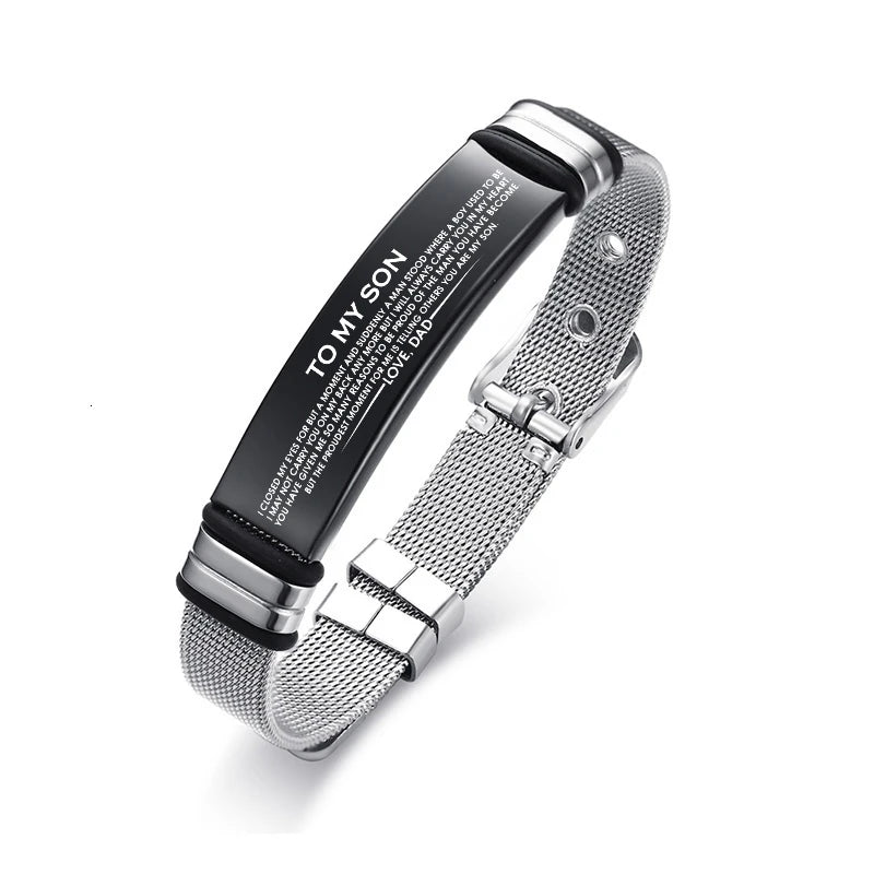 Meaeguet Personalized Bangle Men's Slide Mesh Bracelet Customized Name Wristband Stainless Steel Male Bileklik Pulseira