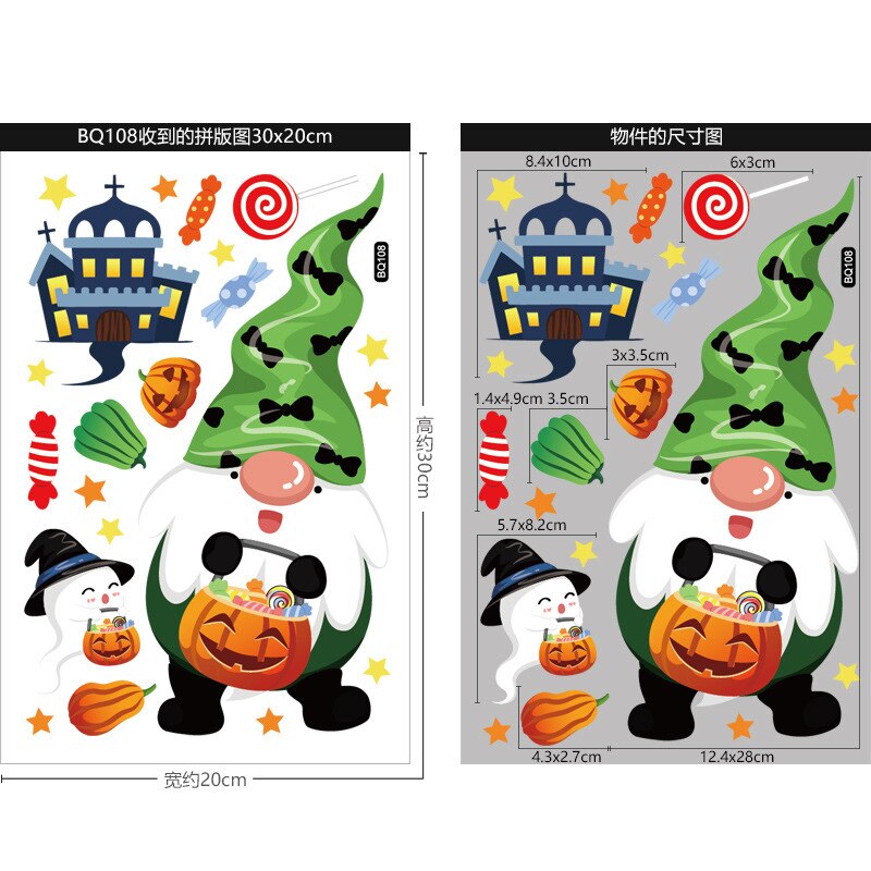 Horror Party Supplies Halloween Window Decoration Halloween Door Wall Decoration Sticker Scary Witch Halloween Home Decor