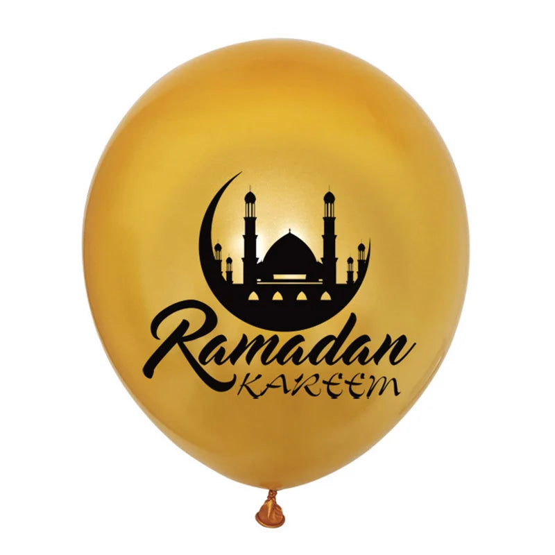 10Pcs Eid Mubarak Latex Balloon Ramadan Kareem Decoration Air Globos Ramadan Mubarak Muslim Islamic Festival Party Supplies 2024