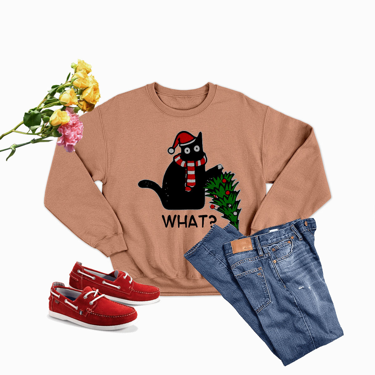 What Cat Christmas Tree Sweat Shirt
