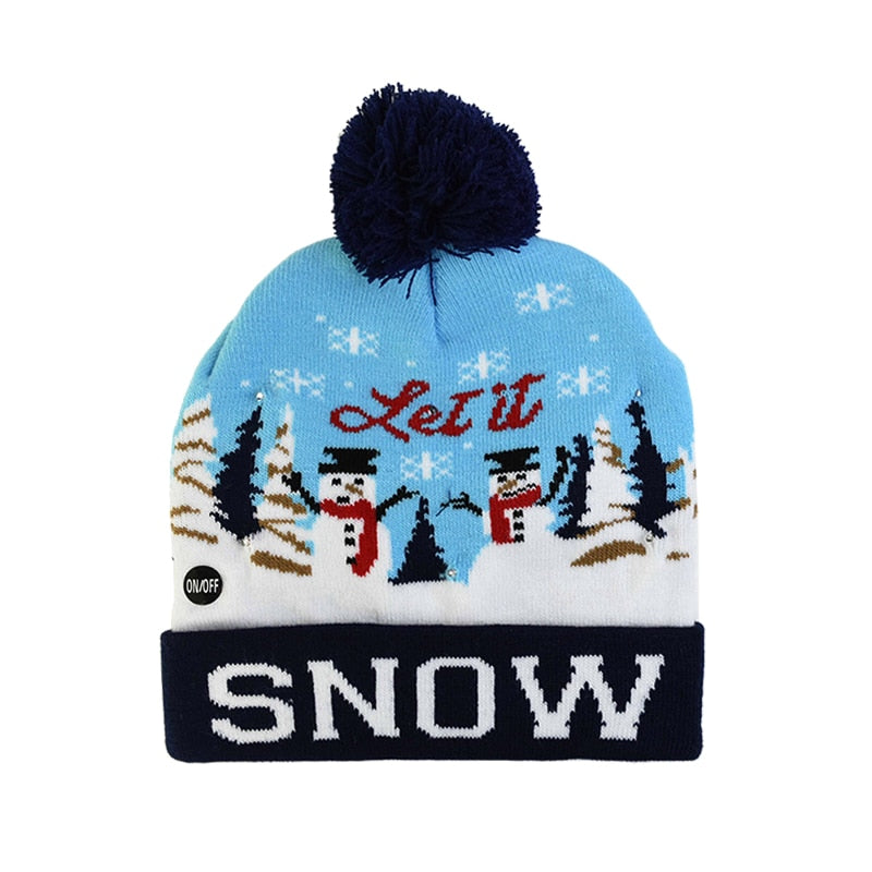 LED Christmas Hat Sweater Knitted Beanie Christmas Light Up Knitted Hat Christmas for Kids Xmas 2023 New Year Decorations