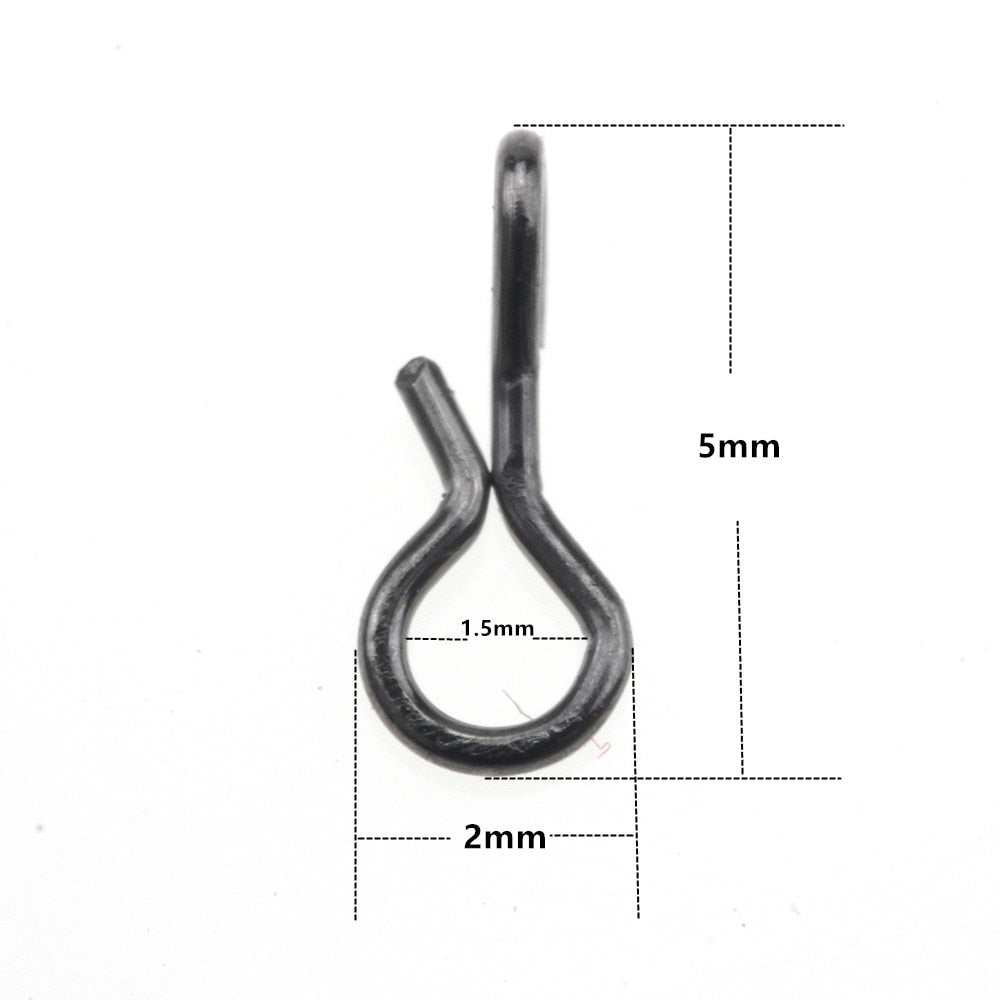 Rompin 100pcs/Bag Fly Fishing Snap Quick Connect Snap Swivel for Flies Hook & Lures Black Color High Carbon Steel Tackle