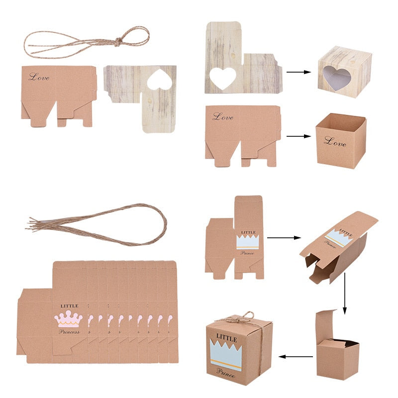 Kraft Paper Box Thank You Candy Boxes Mini Pillow Shape Wedding Favors Box for Thanksgiving Birthday Eater Party Supplies