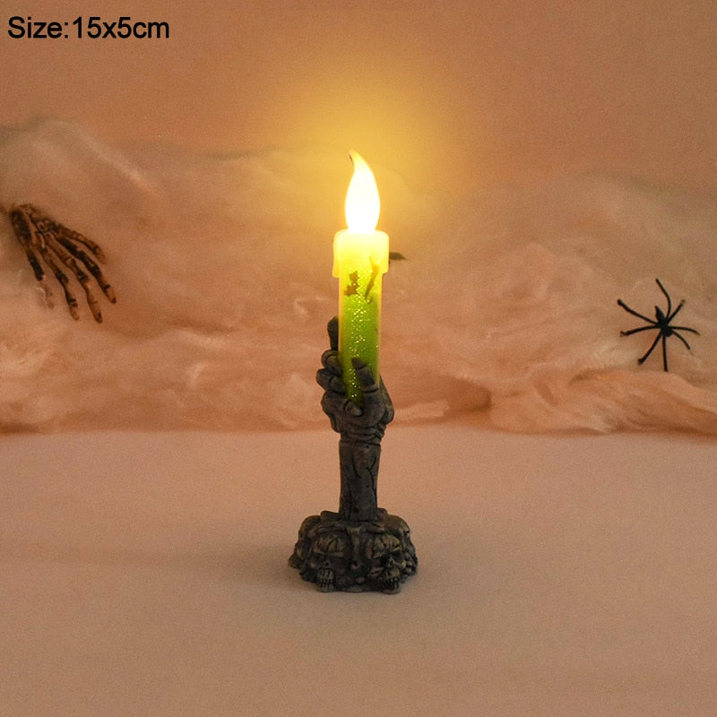 Halloween Led Candle Light Skeleton Ghost Hand Light Horror Props Halloween Party Decoration Supplies Kids Toy