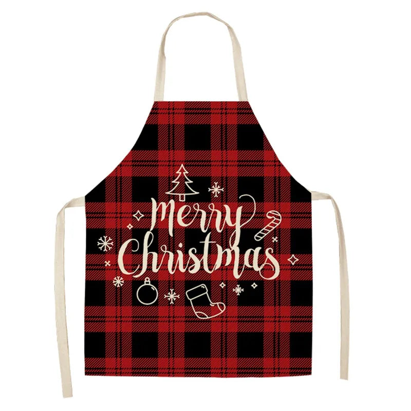 Linen Merry Christmas Apron Christmas Decorations for Home Kitchen Accessories Natal Navidad 2023 New Year Christmas