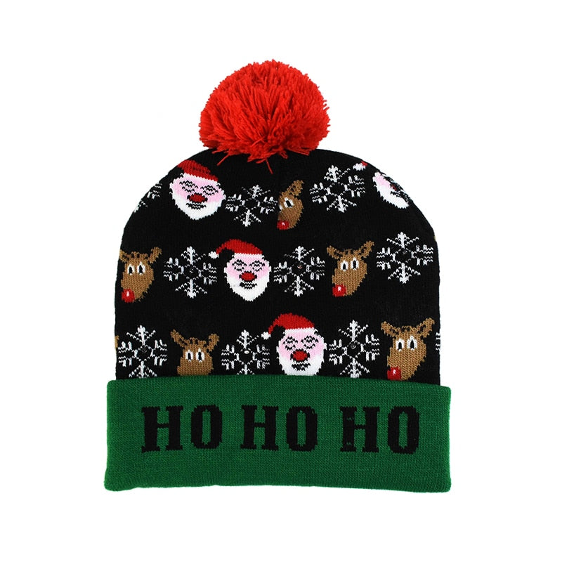 LED Christmas Hat Sweater Knitted Beanie Christmas Light Up Knitted Hat Christmas for Kids Xmas 2023 New Year Decorations