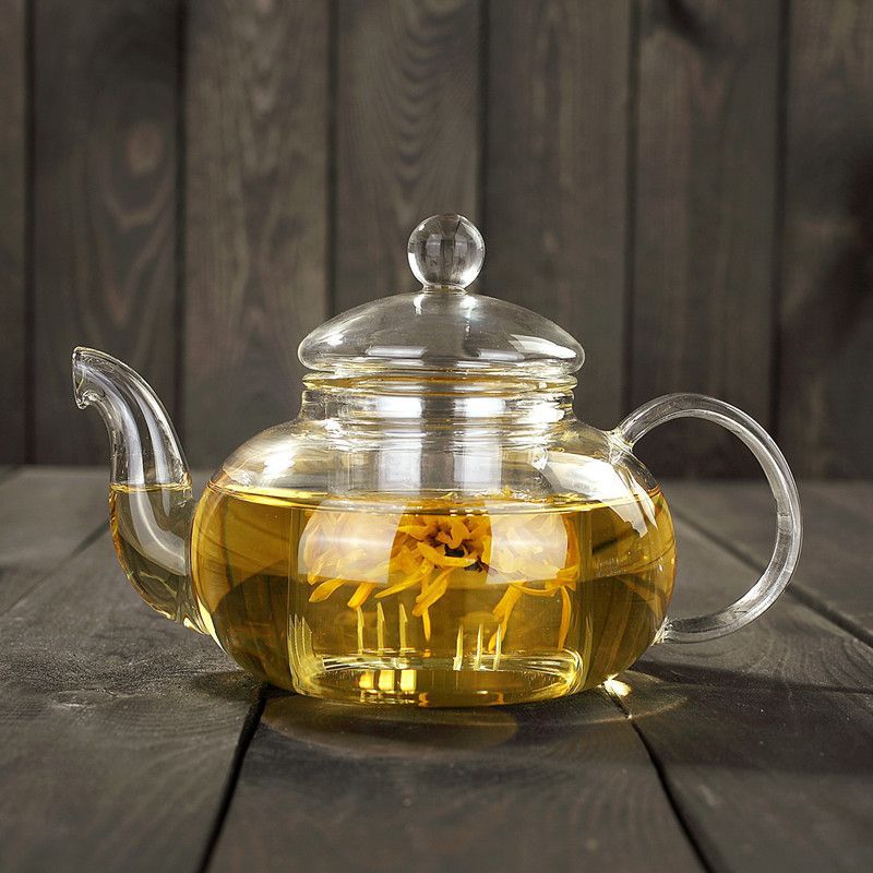 High Quality Heat Resistant Glass Tea Pot,Practical Bottle Flower Tea Cup Glass Teapot With Infuser Tea Leaf Herbal Coffee