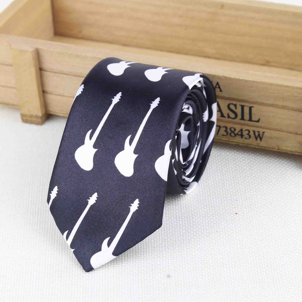Men's Fashion Neckties Helloween Festival Christmas Tie Soft Designer Character Necktie Music Score Piano Guitar