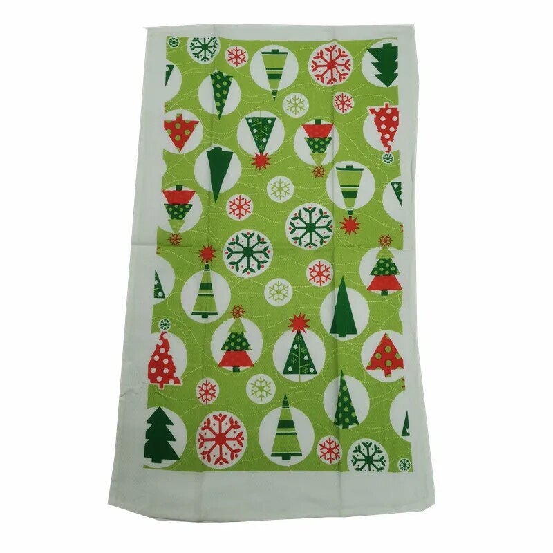 1Pc 38x65cm Thin Christmas Santa Claus Printed Polyester Kitchen Dishcloth Cleaning Cloth Tea Towel Xmas Party