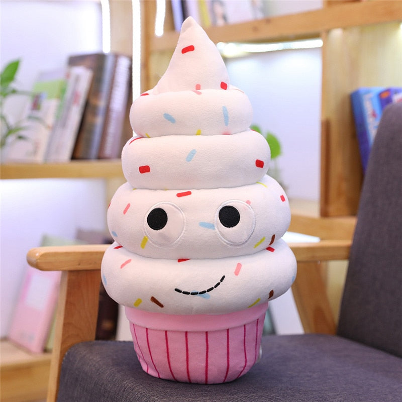 Cute Cartoon Plush Hamburger Ice Cream French Fries Toy Stuffed Food Popcorn Cake Pizza Pillow Cushion Kids Toys Birthday