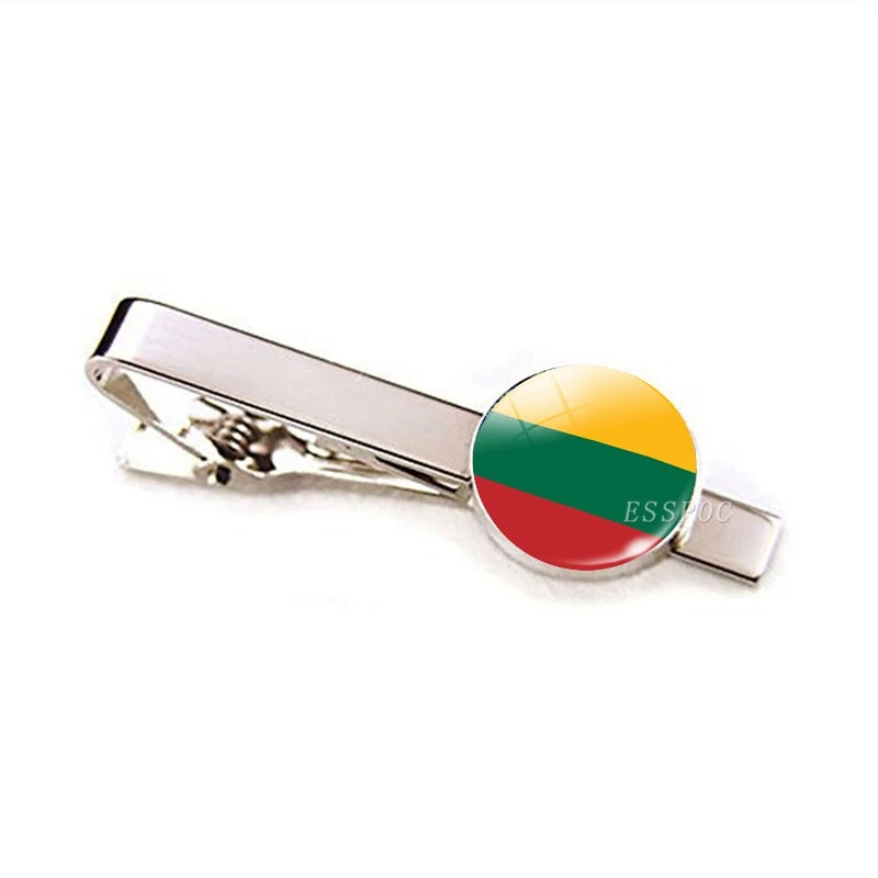 30 Countries National Flag Tie Clips Men Metal Necktie USA Flag Clip Pins Button Wedding Suit Accessories