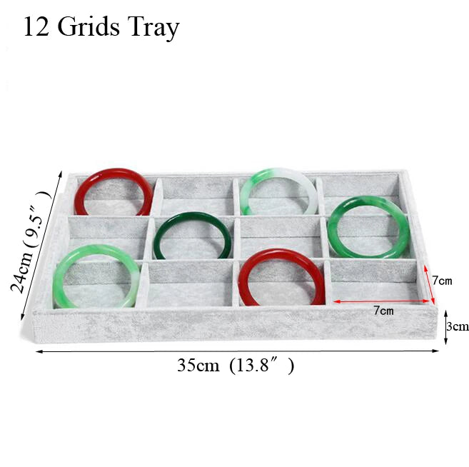 Ice Grey Velvet Jewelry Tray Jewelllery Storage Box Watch Holder Necklace Ring Earrings Pendant Display Organizer Series