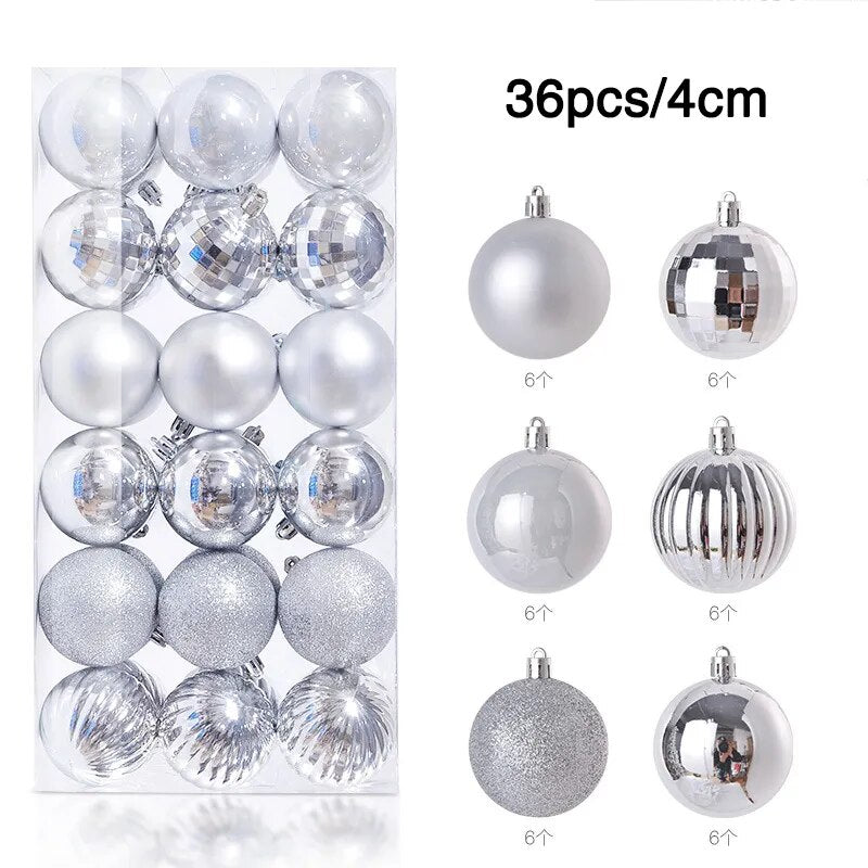 24/36pcs Christmas Balls Christmas Tree Ornament Hanging Pendent Xmas Decoration 2023 Christmas Ornaments Navidad 2024