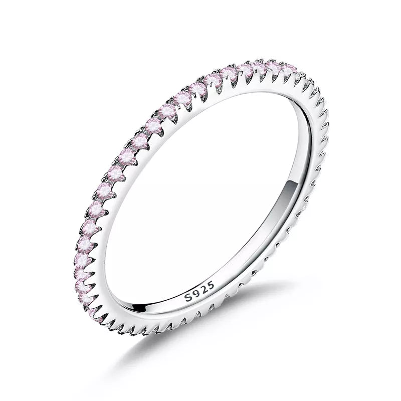 WOSTU 925 Sterling Silver Simple Geometric Round Single Stackable Finger Rings for Women Engagement Jewelry CQR066