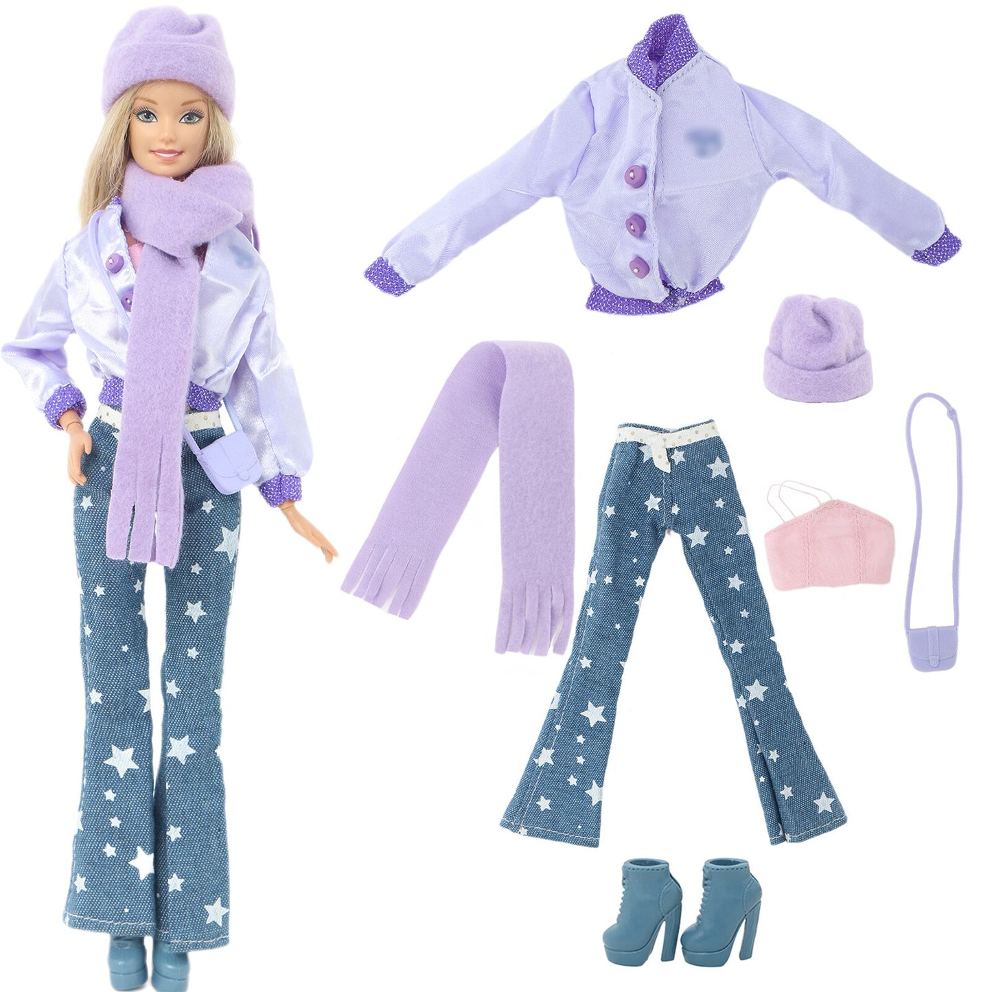 Lot Doll Outfit Playset Coat Dress Shirts Vest Shorts Trouser Blousers Bags Shoes Hat Cool Clothes for Barbie Doll Accessories
