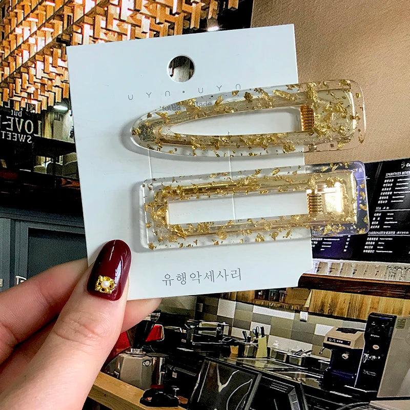 Korean Simulated Pearl Barrettes Beaded Geometric Women Hair Clip Hairgrips Hair Accessories Girls Jewelry Hair Pins