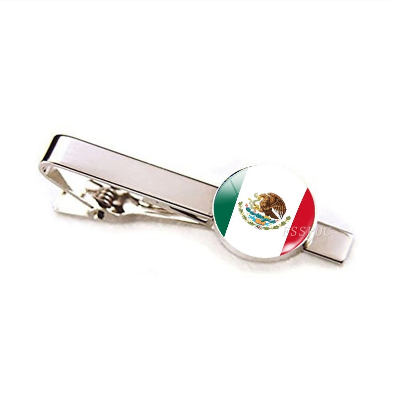 30 Countries National Flag Tie Clips Men Metal Necktie USA Flag Clip Pins Button Wedding Suit Accessories