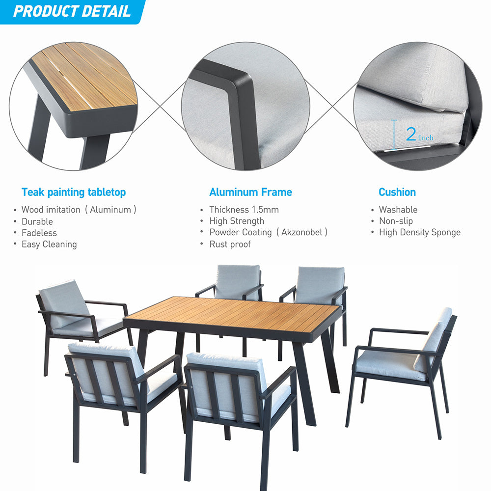 HIGOLD Nofi 7 Pieces Outdoor Dining Set Black - Series 6801