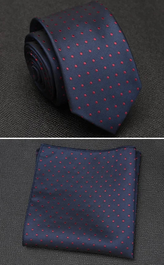 XGVOKH Men Tie Cravat Set Fashion Wedding Ties for Men Hanky Necktie Dot Striped Gravata Jacquard Tie Social Party Accessories