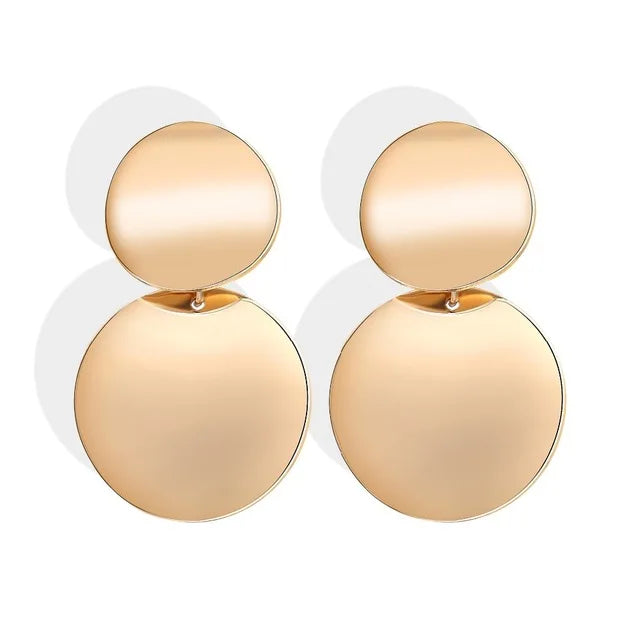 Simple Fashion Gold Color Silver Plated Geometric Big Round Clip Earrings for Women Fashion Big Hollow Ear Clip Jewelry