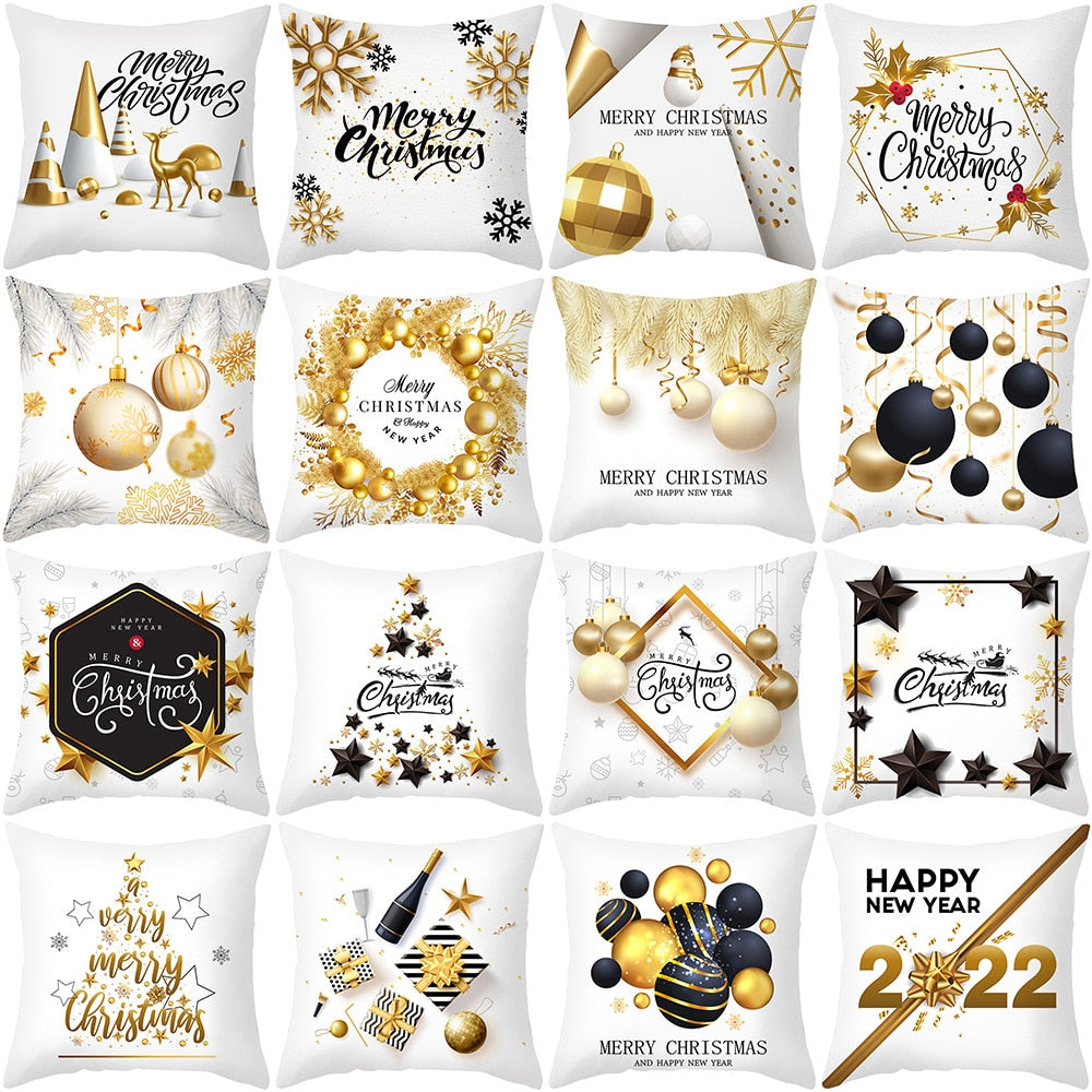 Christmas Cushion Cover Merry Christmas Decoration for Home Christmas Ornament Pillow Case Xmas Navidad New Year