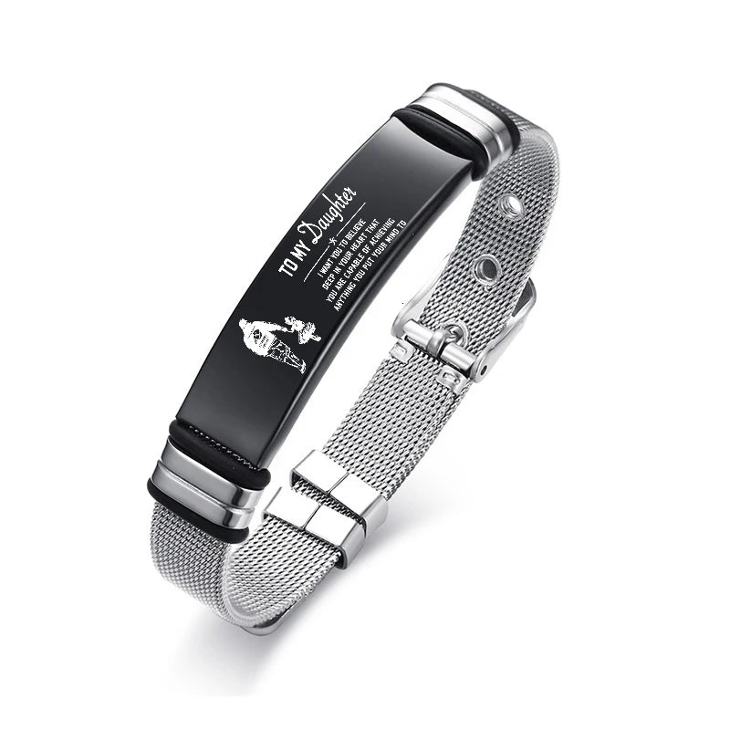 Meaeguet Personalized Bangle Men's Slide Mesh Bracelet Customized Name Wristband Stainless Steel Male Bileklik Pulseira