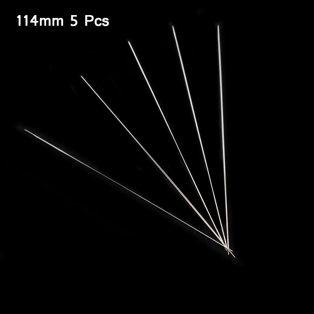 WLYeeS 5Pcs Central Opening Curved Beading Needles Stainless Steel Tools Pins for Bead Threading String Cord Easy Jewelry Making