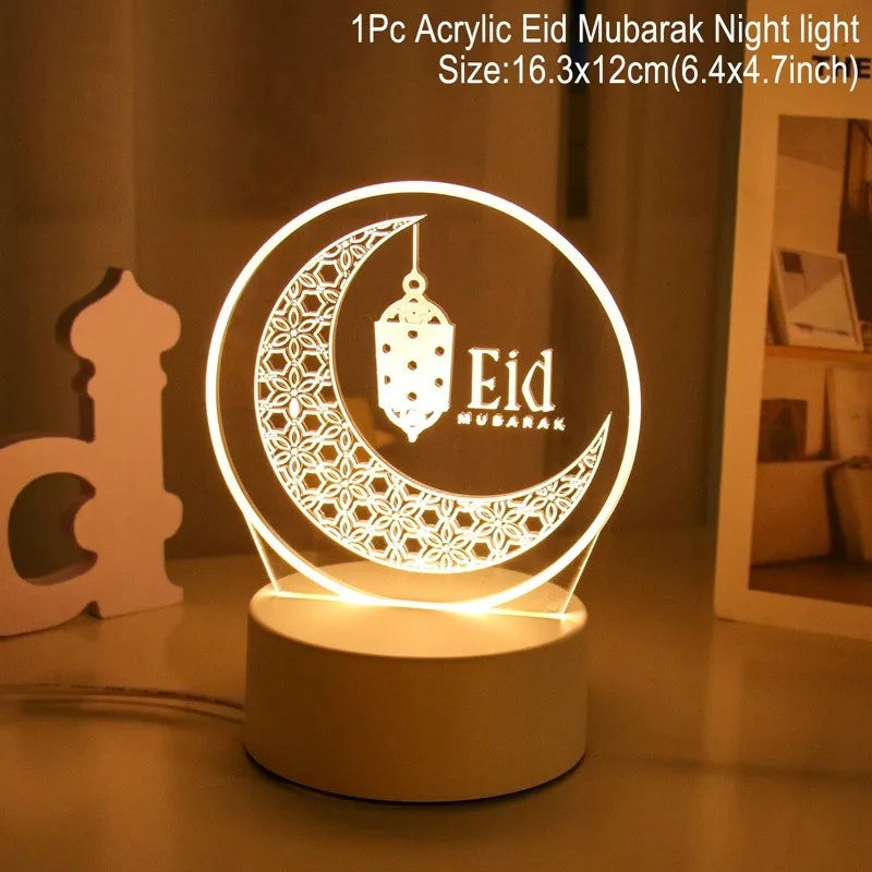 Eid Mubarak Moon Star Light Decor Islam Ramadan Decorations for Home 2024 Islamic Muslim Party Ramadan Kareem Eid Al-Adha