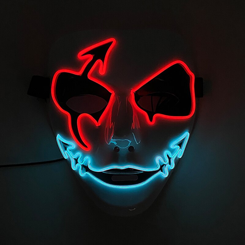 Neon Light LED Mask LED Halloween Scary Mask Cosplay Party Masque Masquerade Masks Halloween Costume Carnival Glow Party Props