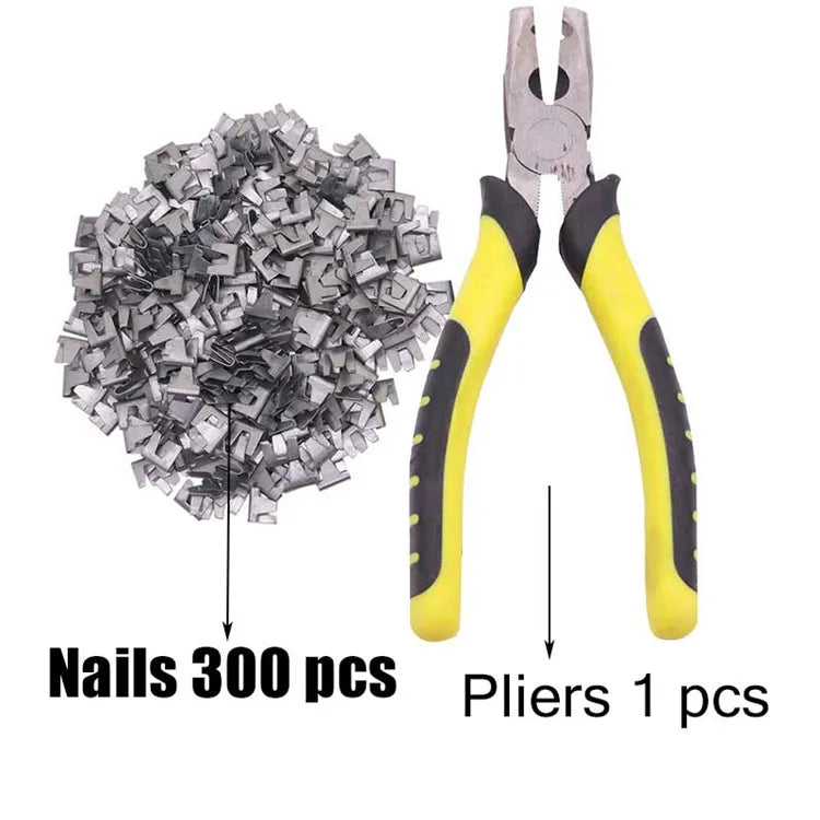 Chicken Quail Bird Rabbit Pet Cage Installation and Repair Tool Catch the Clamp Pliers Bayonet Nail 300 Nails 1 Pliers