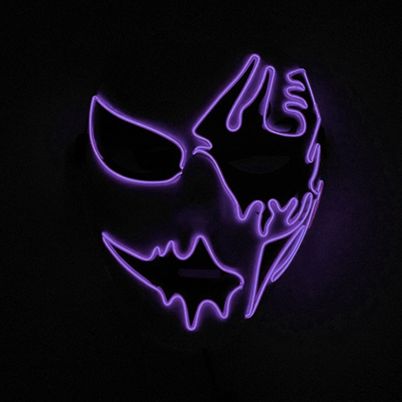 Neon Light LED Mask LED Halloween Scary Mask Cosplay Party Masque Masquerade Masks Halloween Costume Carnival Glow Party Props