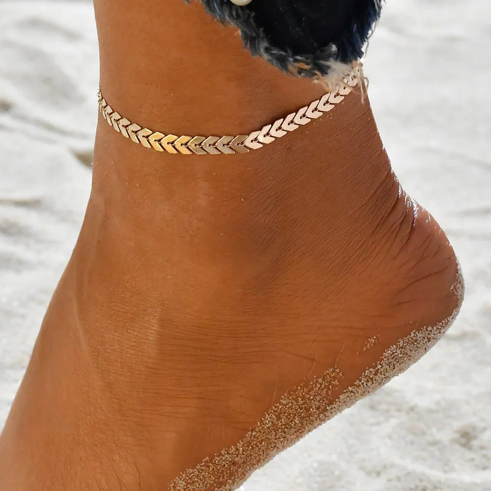 Modyle Vintage Beach Foot Anklet for Women Bohemian Female Anklets Summer Bracelet on the Leg Jewelry