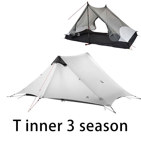 2023 T Zipper Inner Open Version LanShan 2 Two Person No-See-Um Light Weight 3 Seasons/4 Seasons 15D Silnylon Rodless Tent